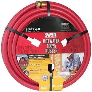 SWAN SGHW58025 Garden Hose, 25 ft L, Rubber