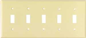 Arrow Hart 2155V Switch Wallplate, 5 -Gang, Thermoset, Ivory