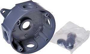 BELL 5361-0 Weatherproof Box, 5 -Outlet, Aluminum, Gray, Powder-Coated