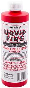 Liquid Fire LF-P-24 Drain Opener, Liquid, Dark Amber, Slight Pungent, 16 oz Bottle