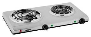 Salton HP1213 Portable Double Cooktop, 1500 W, 2-Burner, Knob Control, Stainless Steel