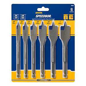 Irwin 88886 Spade Bit Set, Standard, 6-Piece, HSS