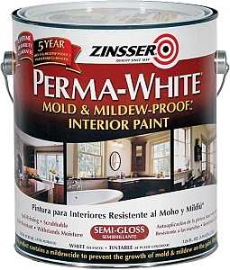 Zinsser 02761 Kitchen and Bath Paint, Semi-Gloss, White, 1 gal Can, Water