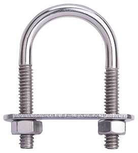 ProSource LR357 U-Bolt, 1/4 in Thread, 1-1/4 in L Thread, Stainless Steel, Stainless Steel