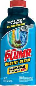 Liquid-Plumr 00216 Clog Remover, Liquid, Pale Yellow, Bleach, 17 oz Bottle