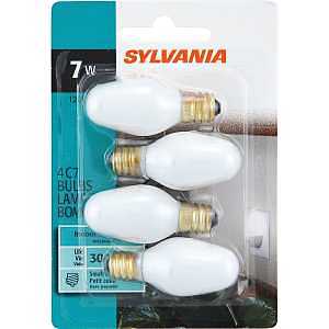 Sylvania 13544 Incandescent Lamp, White Lamp, 7 W, Candelabra E12 Lamp Base, C7 Lamp, 33 Lumens, 2850 K Color Temp