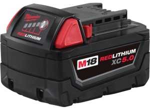 Milwaukee M18 REDLITHIUM 48-11-1850 Rechargeable Battery Pack, 18 V Battery, 5 Ah, 105 min Charging