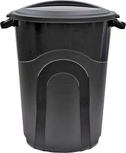 United Solutions TI0019 Trash Can, 32 gal, Black, Plastic, Snap-On Lid