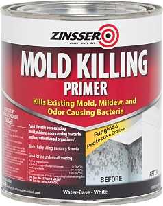 Zinsser 276087 Mold Killing Primer, Flat, White, 1 qt Can