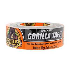 Gorilla 105629 Gorilla Tape, 30 yd L, 1.88 in W, Polyethylene Coated Cloth Backing, Black