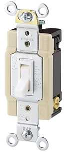 Eaton Wiring Devices 1242-7W-BOX Series Toggle Switch, White, 15 A, 120 V, 1.31 in L x 0.88 in W x 3.28 in H Dimension