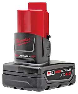 Milwaukee M12 REDLITHIUM 48-11-2440 Rechargeable Battery Pack, 12 V Battery, 4 Ah, 77 min Charging