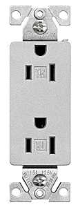 Eaton Wiring Devices TR1107SG-SP-L Duplex Receptacle, PVC, Silver Granite, 2-Pole, 15 A, 125 V, Push-in, Side Wiring