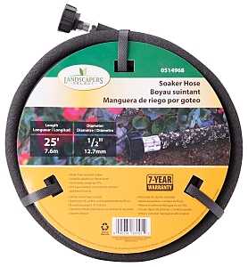 Landscapers Select P174-161101 Soaker Hose, 1/2 in, 25 ft L, Male x Female, Rubber, Black