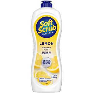 Soft Scrub 00865 Kitchen and Bathroom Cleaner, 24 oz Bottle, Liquid, Lemon, White