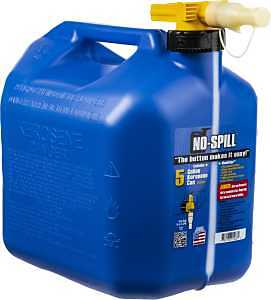 No-Spill 1456 Fuel Can, 5 gal, Plastic, Blue