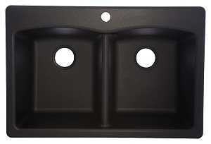 Franke EDOX33229-1 Kitchen Sink, 33 in OAW, 9 in OAH, 22 in OAD, Granite, Onyx, Top