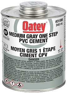 Oatey 48922 PVC Cement 1-Step Medium Grey, 946mL