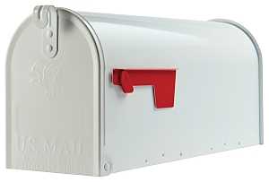 Gibraltar Mailboxes Elite Series E1100W00 Mailbox, 800 cu-in, Steel, Powder-Coated, 6.9 in W, 20.1 in D, 8.9 in H, White