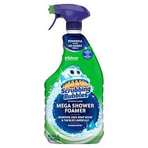 Scrubbing Bubbles 71016 Shower Cleaner, 32 oz Bottle, Liquid, Pleasant, Light Yellow