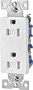 Eaton Wiring Devices TR1107W Duplex Receptacle, PVC, White, 2-Pole, 15 A, 3-Wire, Push-in, Side Wiring, NEMA: 5-15R