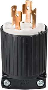Eaton L1430P Electrical Plug, 3-Pole, 30 A, 125/250 V, NEMA: NEMA L14-30, Black/White