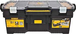 DEWALT DWST24075 Tool Tote with Removable Organizer, 77 lb, Plastic, Black/Yellow, 1-Drawer, 15-C...