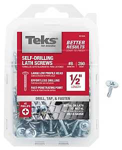 Teks 21520 Lath Screw, #8 Thread, 1.63 in L, Truss Head, Phillips Drive, Steel, Zinc