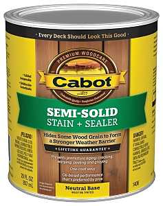 Cabot 140.0001406.005 Semi Transparent Stain, Natural Flat, Neutral Base, Liquid, 1 qt