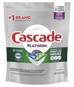Cascade Platinum 80720 Dishwasher Detergent, 11.7 oz, Solid, Fresh, White