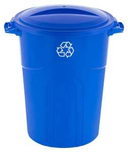United Solutions COLORmaxx TI0028 Trash Can, 32 gal, Plastic, Blue, Lid