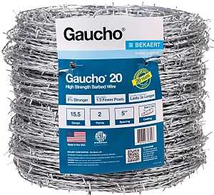Gaucho 118290 Barbed Wire, 1320 ft L, 15-1/2 Gauge, Flat Barb, 5 in Points Spacing