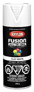 Krylon 427300007 Spray Paint, 12 oz Can, 25 sq-ft Coverage Area, Oil Base, Flat, White