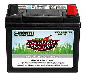 Interstate Batteries SP-30 Lawn and Garden Battery, Lead-Acid, 7-3/4 x 5-3/16 x 7-5/16 in