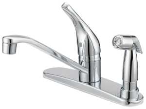 Boston Harbor FS610045CP Kitchen Faucet, 1.8 gpm, 1-Handle, 4-Faucet Hole, Metal/Plastic, Chrome, Deck, Lever Handle