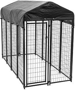 Lucky Dog CL 60548 Uptown Kennel, 8 ft OAL, 4 ft OAW, 6 ft OAH, Steel, Powdered, Black
