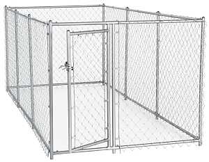 Lucky Dog CL 41028EZ Chain Link Kennel, 5 ft OAL, 10 ft OAW, 4 ft OAH, Steel, Galvanized