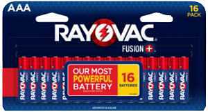 Rayovac FUSION 824-16LTFUSK Battery, AAA Battery, Alkaline