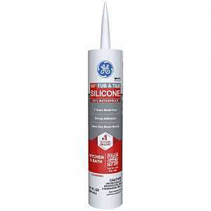 GE Silicone 1 2749484 Tub & Tile Sealant, White, 24 hr Curing, 10.1 fl-oz Cartridge