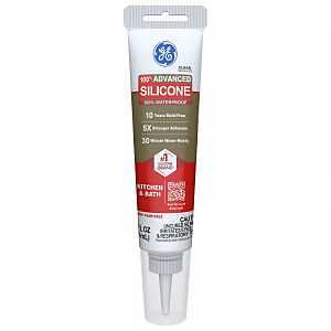 GE Advanced Silicone 2 2812563 Kitchen & Bath Sealant, Clear, 24 hr Curing, 2.8 fl-oz Squeeze Tube