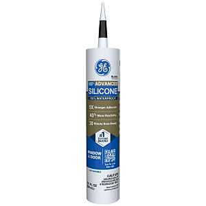 GE Advanced Silicone 2 2813670 Window & Door Sealant, Black, 24 hr Curing, 10.1 fl-oz Cartridge