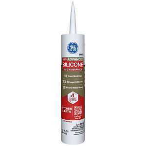 GE Advanced Silicone 2 2812565 Kitchen & Bath Sealant, White, 24 hr Curing, 10.1 fl-oz Cartridge