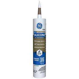 GE Advanced Silicone 2 2813701 Window & Door Sealant, Brown, 24 hr Curing, 10.1 fl-oz Cartridge