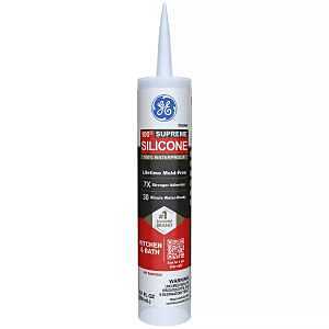 GE Supreme Silicone 2822051 Kitchen & Bath Sealant, Clear, 24 hr Curing, 10.1 fl-oz Cartridge