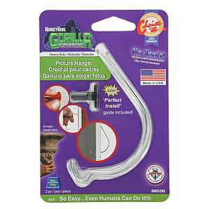 Monkey Hook TMH-222 Picture Hanger, 40 lb, High Carbon Spring Steel, Galvanized Zinc, Silver
