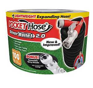 TELEBrands 13490-6 Expandable Water Hose, 100 ft L, Plastic, Black