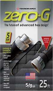 Apex Zero-G 4001-25 Garden Hose, 5/8 in, 25 ft L, Coupling, Fiber, Gray