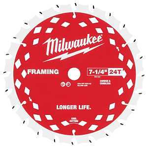 Milwaukee 48-41-0720 Circular Saw Blade, 7-1/4 in Dia, 5/8 in Arbor, Cobalt/Tungsten Carbide Cutting Edge, 10/PK