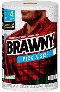 Brawny Pick-A-Size 44373 Paper Towel, 5-1/2 in L, 11 in W, 2-Ply, White, 1/PK