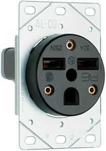 Pass & Seymour Power Outlet, Flush-Mount, Black, 250-Volt, 30-Amp